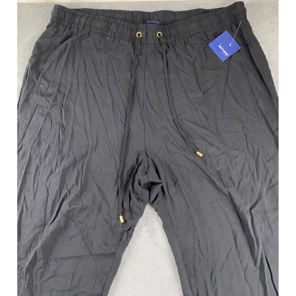 Basic Editions Woman 2X Black Rayon Blend Lounge Pants Drawstring Waist NWT - Picture 2 of 12